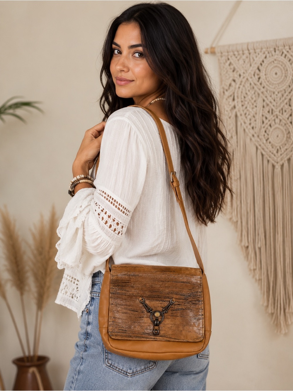 Medici Handmade Germany Leather Crossbody Bag Brown Artisan Vintage Boho